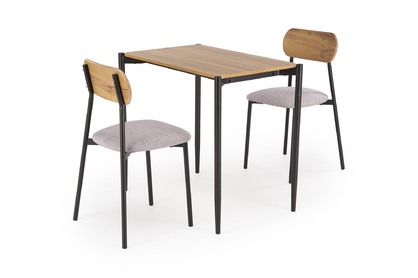 Komplet Nando stôl + 2 Stoličky - prírodné / Čierny
