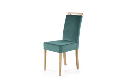 Jídelní čalouněná židle Clarion - dub medová / zelená samet Monolith 37