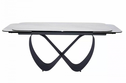 Rozkladací stôl Elunari 160-240x90 cm - prírodný mramor cloud / čierny mat