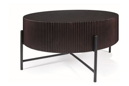 Konferenčný stolík Tuca okrúhly 80 cm - tmavý orech / čierny mat