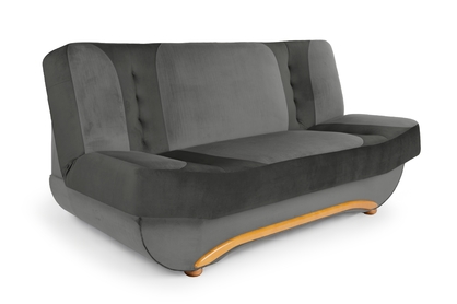 Dona összecsukható kanapéágy - grafitszürke velúr Vellutto 19 + 16 / égerfa