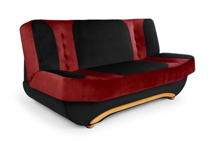 Dona összecsukható kanapéágy - piros, fekete bársony Vellutto 7 + 20 / égerfa