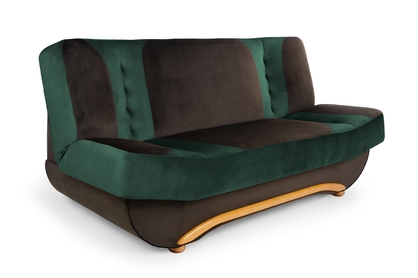 Dona összecsukható kanapéágy - zöld, barna bársony Vellutto 10 + 6 / égerfa