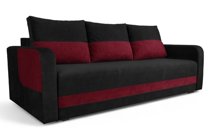 Canapea rozkladana cu spațiu de depozitare Gandi - roșu negru catifea Velluto 7 + 20 