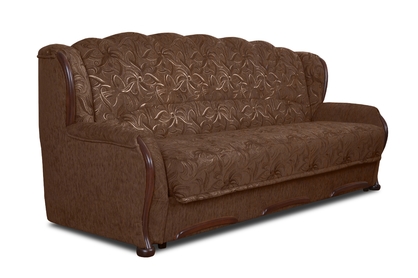 Fryderyk összecsukható kanapéágy a nappaliba - barna Luna szövet / közepes diófa