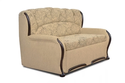 Fryderyk II összecsukható kanapé a nappaliba - bézs Luna szövet / közepes diófa