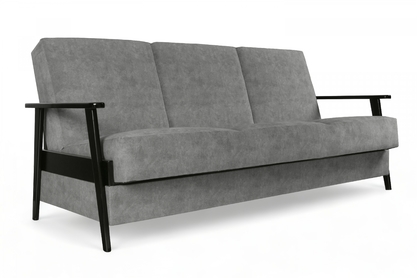 Clubroom PRL kanapéágy - szürke bársony, könnyen tisztítható Zetta 303 / oldal fekete 