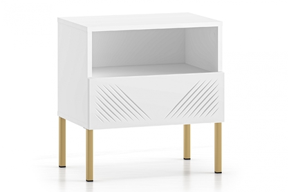Noční stolek Pingli 05 z szuflada 50 cm - Bílý mat / zlote Nohy
