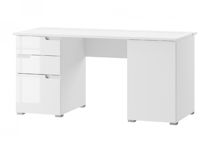 psací stůl Alwa 15 s zásuvkami 158 cm - Bílý lesk