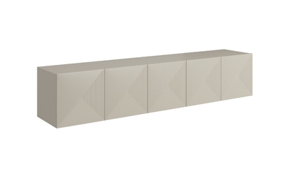 Závesná RTV skrinka Asha 200 cm s ryhovaným čelom - kasmír
