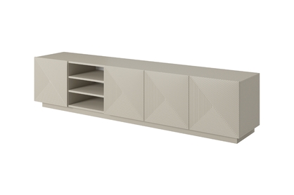 TV stolek Asha 200 cm s rýhovanými dvířky a výklenkem - kašmír
