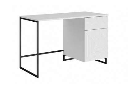 Písací stôl Asha 120 cm - biely mat / čierne nohy