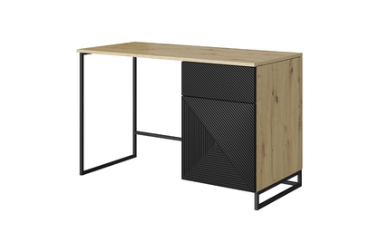 psací stůl Asha z szuflada 120 cm - artisan / Černý mat / Černý Rošt
