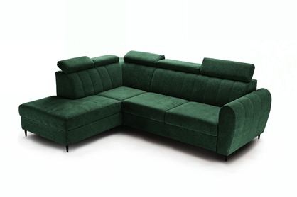 Canapea de colț Celias L stânga cu funcție de dormit - verde catifea Kronos 19