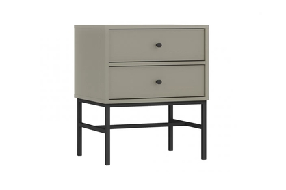 Nočný stolík Lotina III 2S so zásuvkami 52 cm - eukalyptus / čierny nožičky