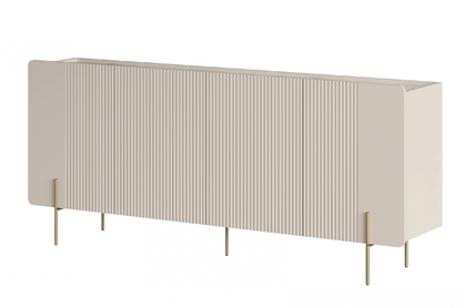 Komoda Malmi 4D - 200 cm - kašmír / crema bianca / zlaté nohy - Výprodej z expozice
