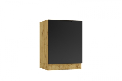 Skříňka kuchyňská spodní jednodveřová Isabel D60 - černá groszek / dub artisan