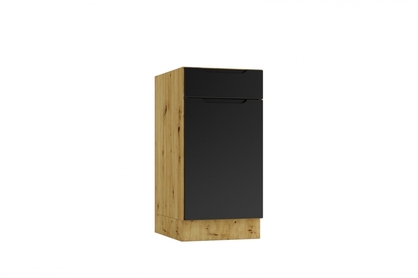 Skříňka kuchyňská jednodveřová z szuflada Isabel D40 S1 - černá groszek / dub artisan