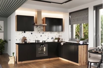 Komplet nábytku kuchynského Isabel 260x200cm - Čierny Grášok / Dub artisan