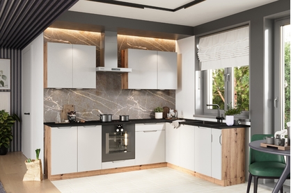 Komplet nábytku kuchynského Isabel 260x200cm - svetlý šedý mat / Dub artisan