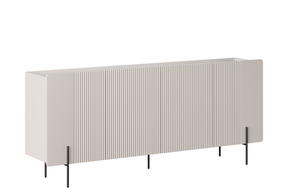 Komoda Malmi 200 cm čtyřdveřová - kašmír / crema bianca / černé nohy