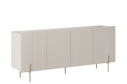 Komoda Malmi 200 cm čtyřdveřová - kašmír / crema bianca / zlaté nohy
