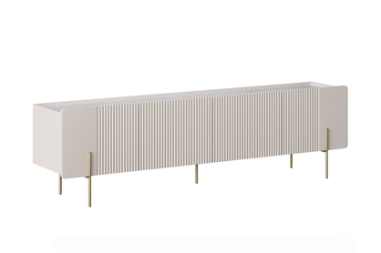 TV stolek Malmi 200 cm - kašmírový / crema bianca / zlaté nožky