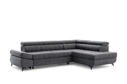 Pravostranná rohová sedačka Valoris L s rozkladom - grafitový hydrofóbny zamat Zetta 305