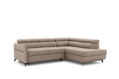 Rohová pohovka Elarias L pravá s funkcí spánku - hnědá tkanina Vena 14