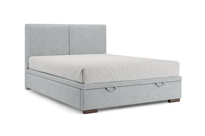 Boxspring posteľ Lektis 140x200 S vnútorným úložným priestorom- popielata látka ľahkočistiaca Maya 20 / nožičky drevená Venge