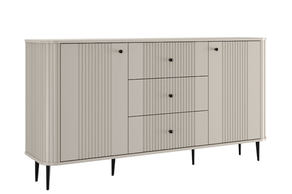 Komoda Vesper 160 cm so zásuvkami na nožičkách - kašmír / čierne nohy