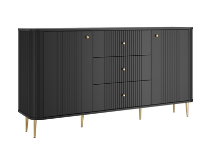 Komoda so zásuvkami Vesper 160 cm - čierna / zlaté nohy