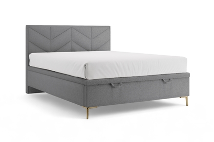 Boxspring posteľ Lindi 180x200 S vnútorným úložným priestorom- šedý szenil Perfect Harmony 82 / nožičky zlote