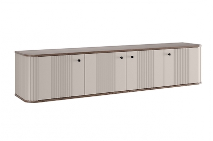 Závesný TV stolík Vespera 4D 187 cm - kašmírová / orech / čierna