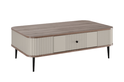 Kávový stolík so zásuvkou Vesper 103x60 cm - kašmír / orech / čierne nohy