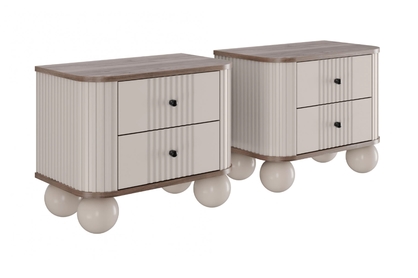 Nočné stolíky Vespera 56 cm - 2 ks - kašmírová / orech / čierna / kašmírové nohy