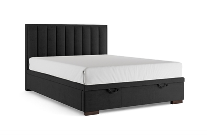 Boxspring posteľ Misel 140x200 S vnútorným úložným priestorom- Čierny zamat Magic Velvet 2219 / nožičky Venge