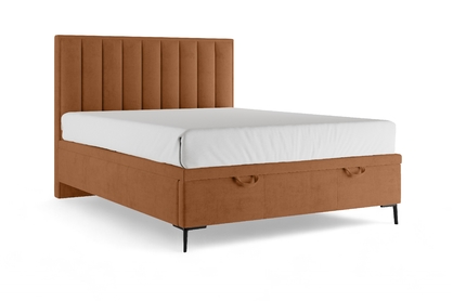 Boxspring posteľ Misel 140x200 S vnútorným úložným priestorom- červený zamat Magic Velvet 2213 / nožičky čierny 