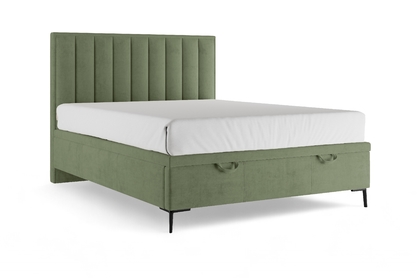 Boxspring posteľ Misel 140x200 S vnútorným úložným priestorom- Zelený zamat Magic Velvet 2243 / nožičky čierny 