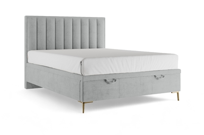 Boxspring posteľ Misel 140x200 S vnútorným úložným priestorom- šedý zamat Magic Velvet 2240 / nožičky zlote 