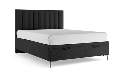 Boxspring posteľ Misel 140x200 S vnútorným úložným priestorom- Čierny zamat Magic Velvet 2219 / nožičky srebrne