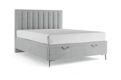 Boxspring posteľ Misel 140x200 S vnútorným úložným priestorom- šedý zamat Magic Velvet 2240 / nožičky srebrne