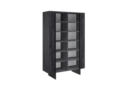 Vitrína Larena 120 cm - čierny betón / čierne nožičky