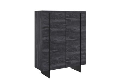 Vysoká komoda Larena 120 cm dvoudveřová - černý beton / černé nohy