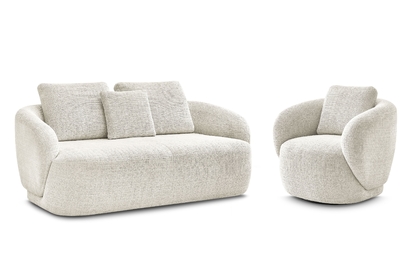 Čalouněný set Finezal - pohovka 2místná + otočné křeslo