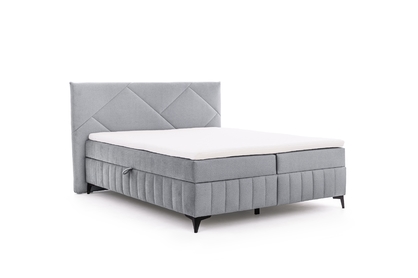 Pat boxspring Wasil 160x200 cu spațiu de depozitare - catifea cenușie hidrofobă Element 24