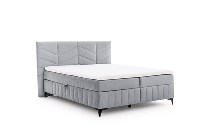 Pat boxspring Penia 160x200 cu spațiu de depozitare - catifea cenușie hidrofobă Element 24