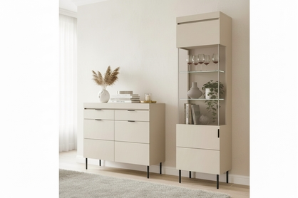 Komoda Sentia 105 cm se zásuvkami - kašmírová / černá