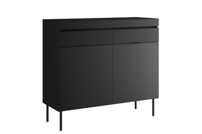 Dvojdverová komoda Sentia 105 cm s dvoma zásuvkami - čierna / čierna