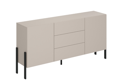 Dvoukřídlá komoda Jukon 184 cm se zásuvkami - kašmír / černé nohy